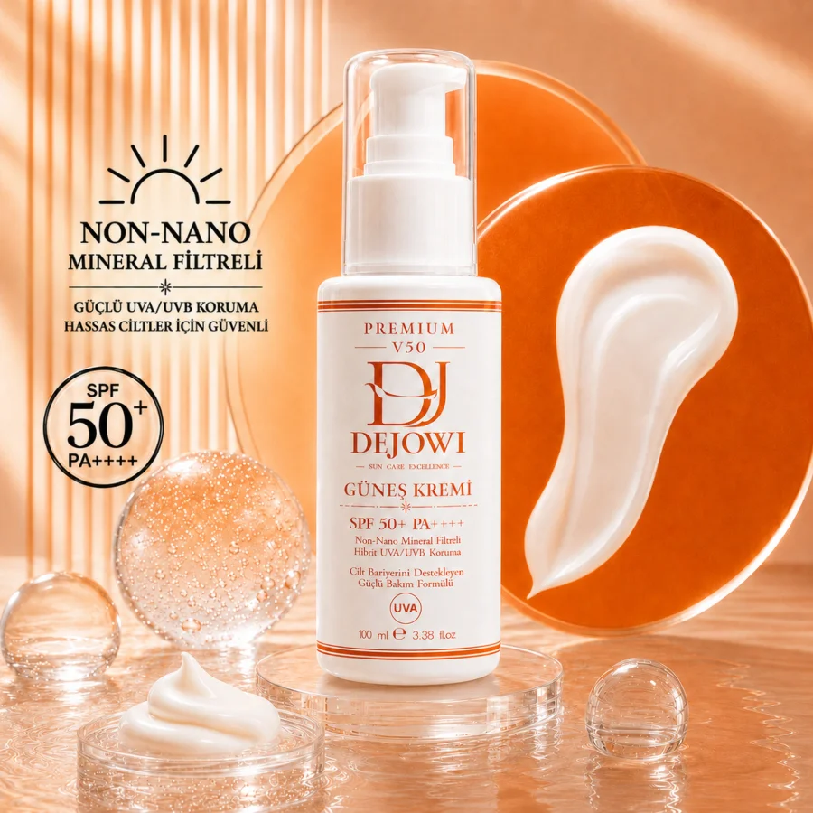 Dejowi V50 Premium Mineral Filtre Destekli Hibrit UVA/UVB Koruma SPF 50+ PA++++ Güneş Kremi 100ml resmi