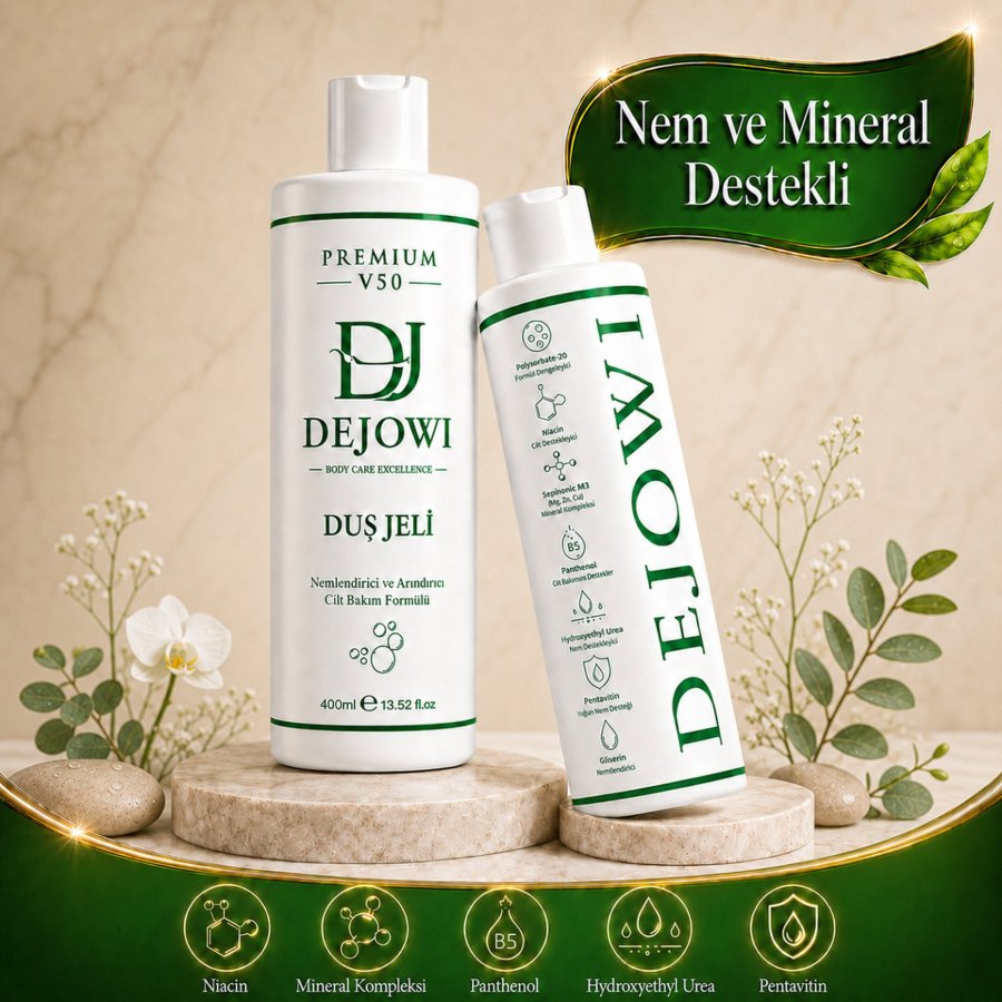Dejowi V50 Premium Panthenol Destekli Nemlendirici Duş Jeli, 400 ml, Gliserin ve Panthenol B5 İçerikli resmi