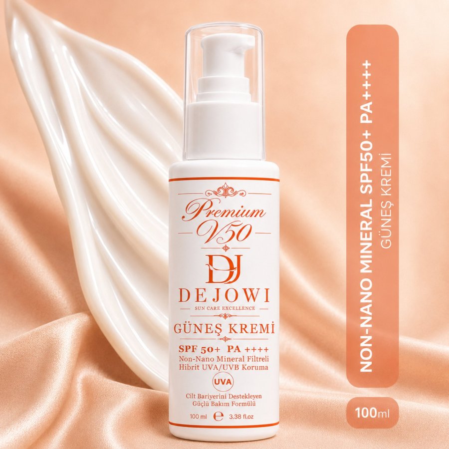 Dejowi V50 Premium Mineral Filtre Destekli Hibrit UVA/UVB Koruma SPF 50+ PA++++ Güneş Kremi 100ml resmi